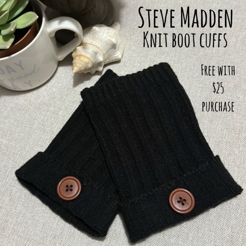 Free With $25 Purchase-Knit Boot Cuffs-Black -GUC-Steve Madden
